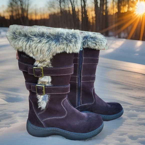 LL Bean Waterproof Nordic Tek 2.5 Insulate Plum Brown Suede Leather Boot Women 6 - Picture 9 of 9